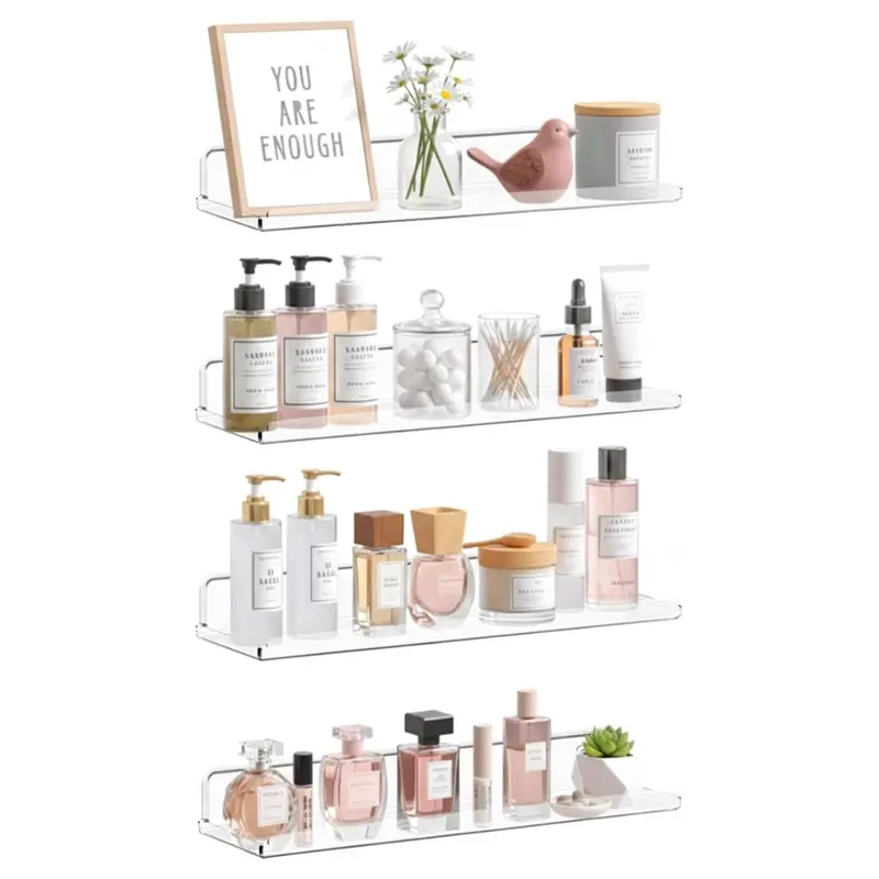 4-Pack Lifewit 14" Clear Floating Wall Shelves 1