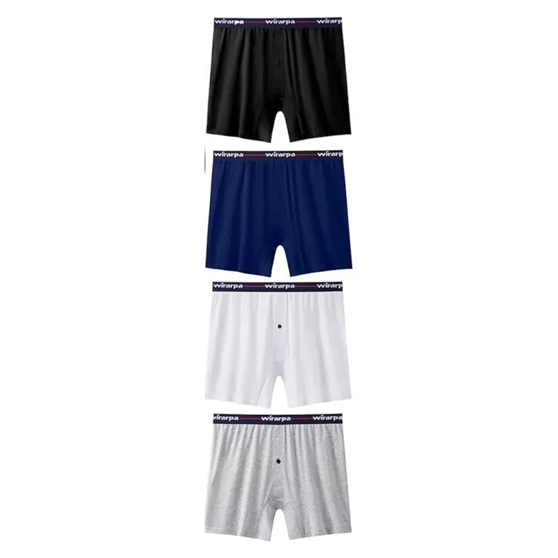 4 Pack Men's 100% Cotton Boxer Underwear 1