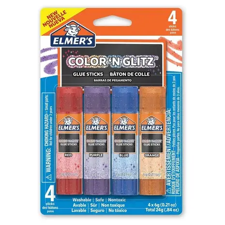 4 Pack Of Elmer’S Color ‘N Glitz Glue Sticks 1
