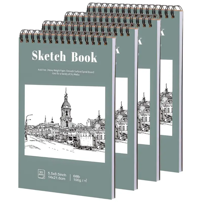 4-Pack Prudiut 5.5" X 8.5" Small Sketch Books 1