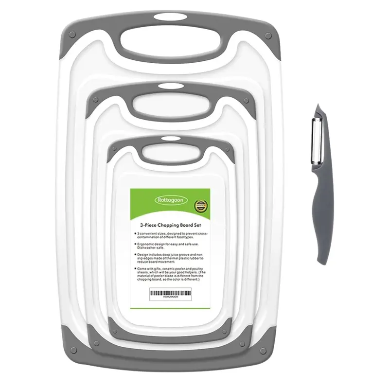 4-Pack Rottogoon Bpa Free Non-Porous Plastic Cutting Board 1