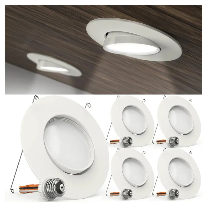 4-Pack Sunco 12W 5/6" 2700K Led Recessed Gimbal Can Lights (2-Colors) 1