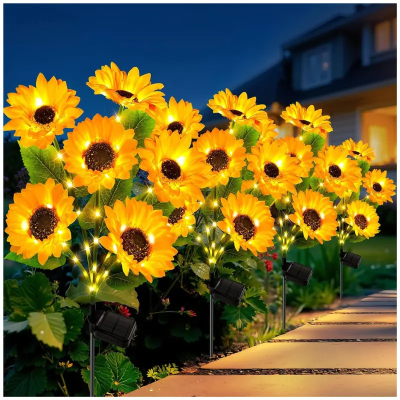 4-Pack Sunflower Outdoor Solar Lights 1
