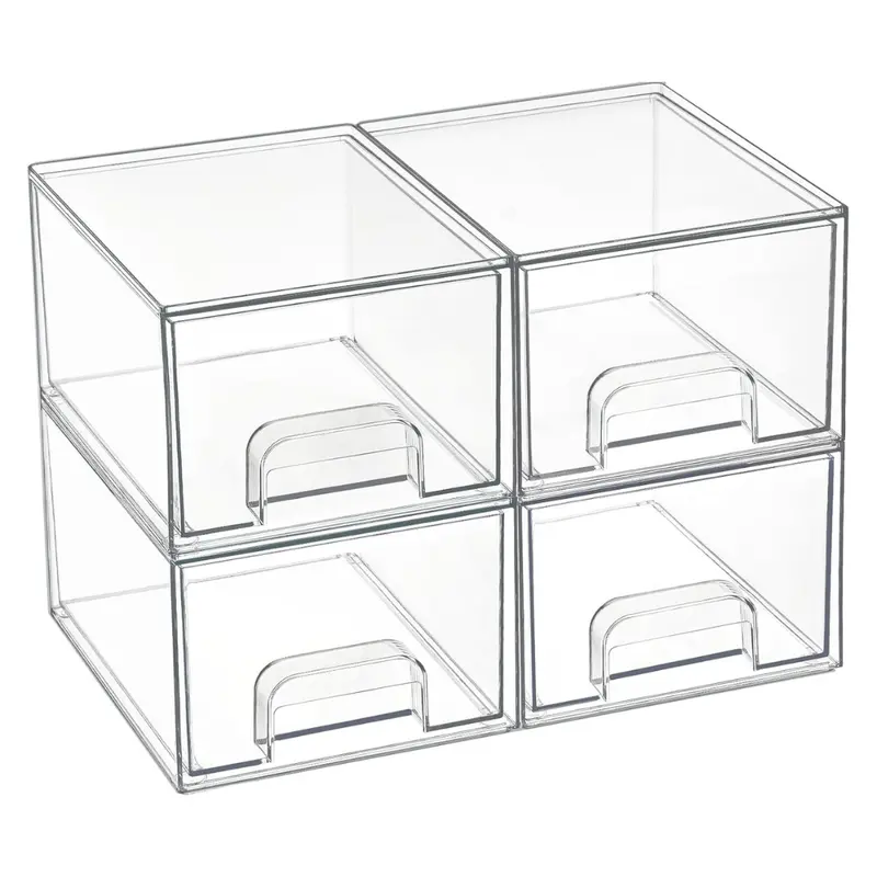 4-Pack Vtopmart 4.4'' Tall Clear Stackable Storage Drawers 1