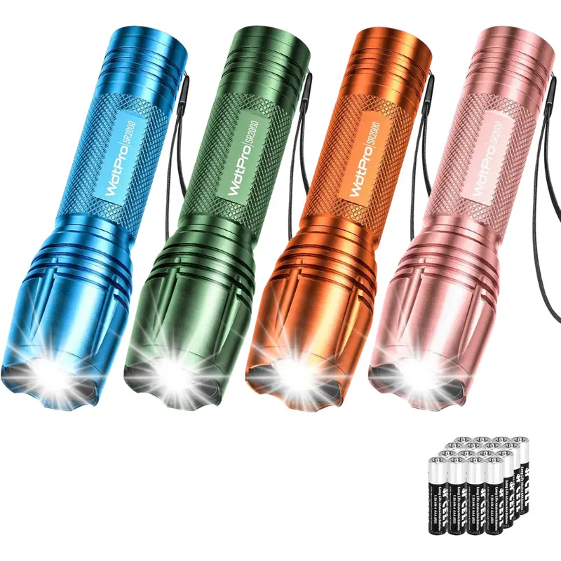 4-Pack Wdtpro Zoomable Sr2000 Pro Led Flashlight W/ 5 Modes 1