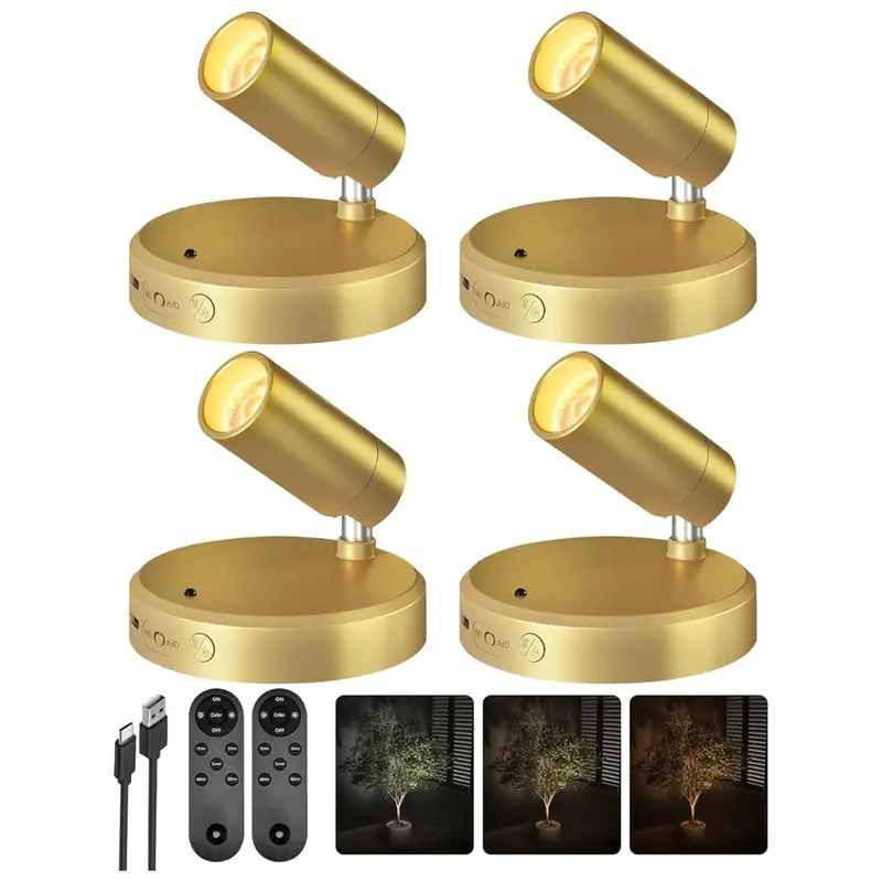 4-Pack Wireless Mini Art Accent Rechargeable Spot Lights With Remote 1