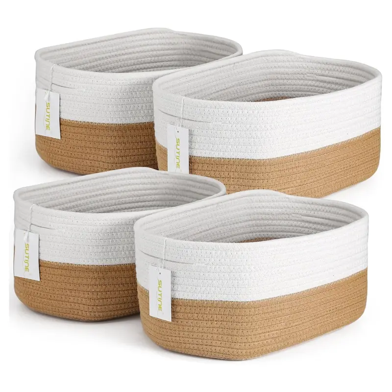 4-Pack Woven Storage Baskets With Handle 1