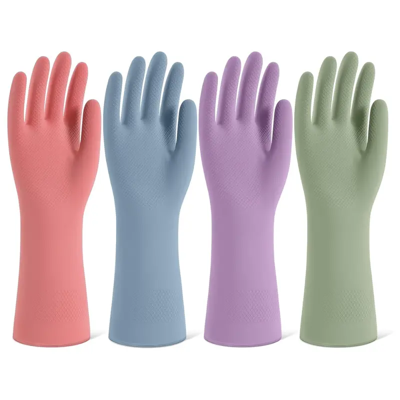 4 Pairs Sifangke Rubber Reusable Cleaning Gloves For Dishwashing 1
