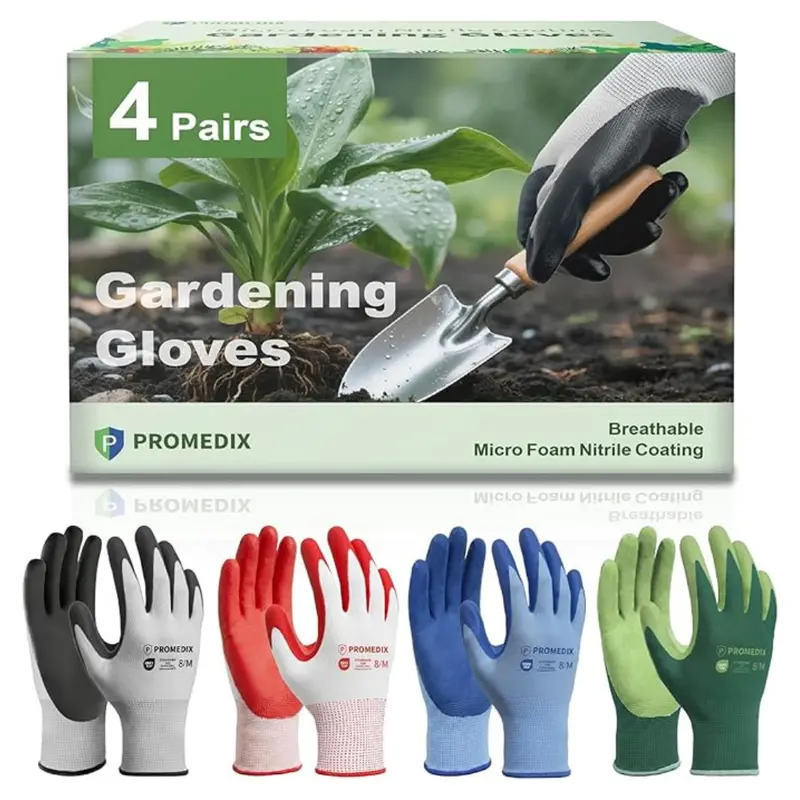 4-Pairs Unisex Breathable Gardening Gloves W/ Non-Slip Grip (Various) 1