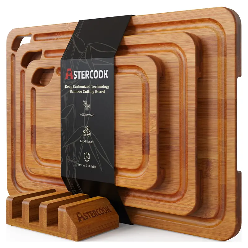 4-Piece Astercook Bamboo Cutting Board Set (Assorted Sizes) 1