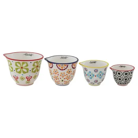4-Piece Floral Stoneware Measuring Cups 1