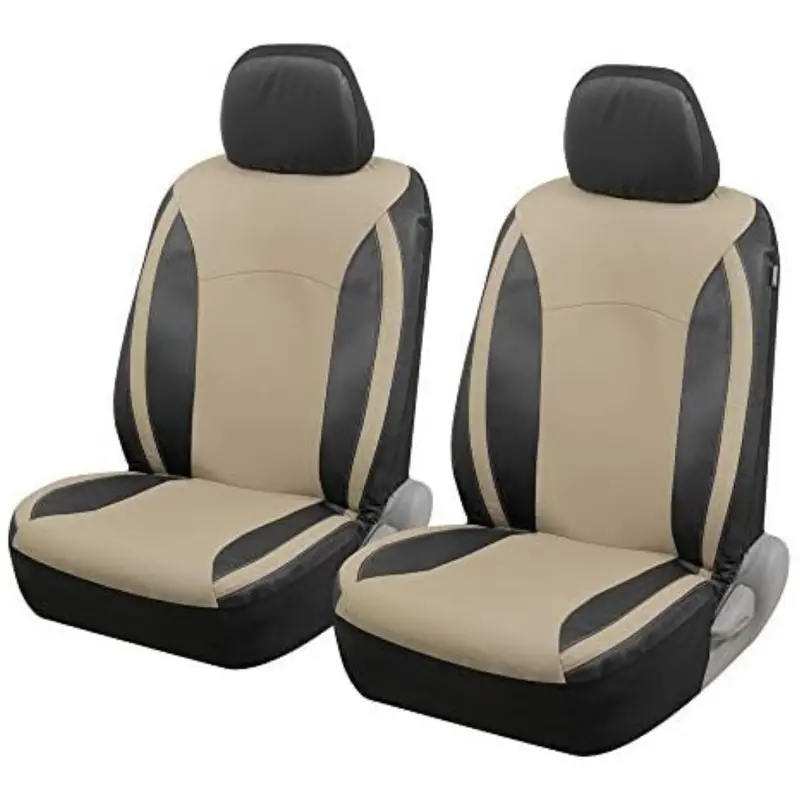 4-Piece Motor Trend Beige Faux Leather Car Covers 1