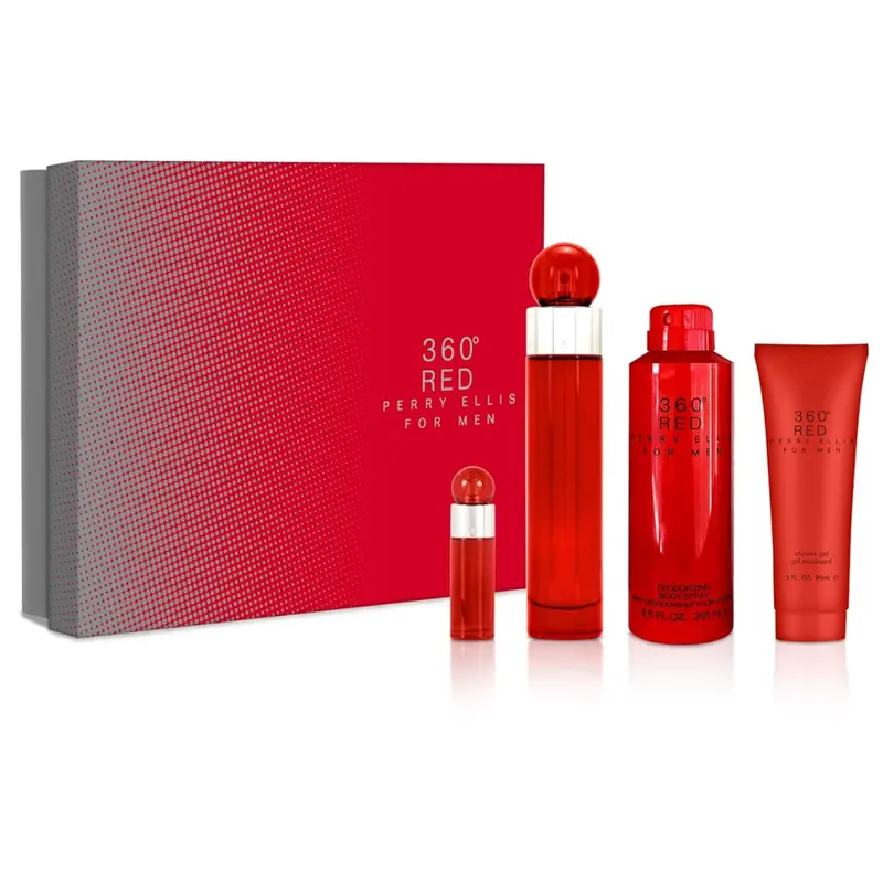 4-Piece Perry Ellis 360 Red 3.4Oz Edt Spray 1