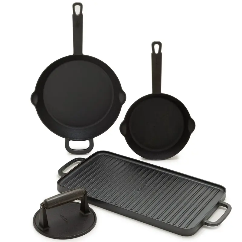 4-Piece Pre-Seasoned Cast Iron Skillet Cookware Set 1
