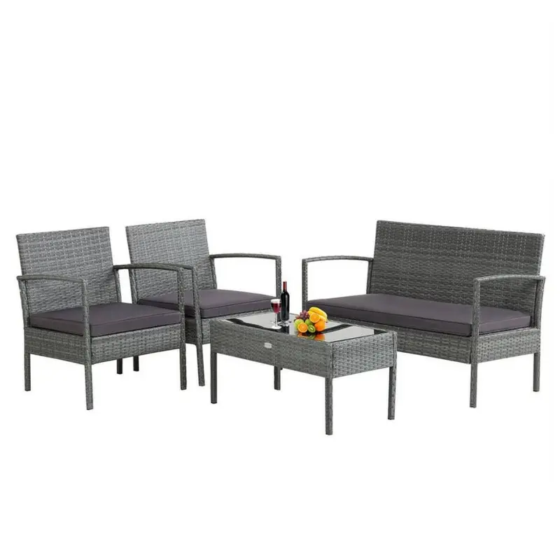 4-Piece Wellfor Metal Patio Conversation Set 1