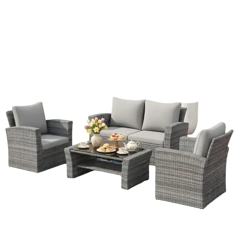 4-Piece Wisteria Lane Wicker Outdoor Patio Furniture Set 1
