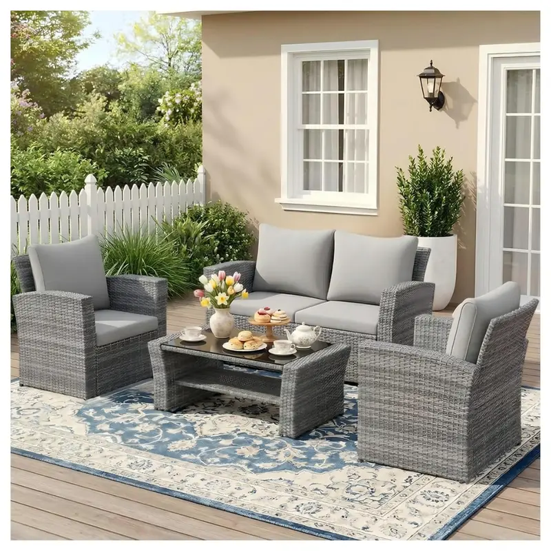 4-Piece Wisteria Lane Wicker Outdoor Patio Furniture Set 1