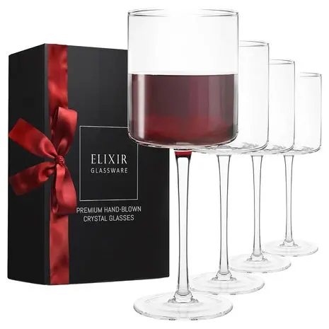 4 Square Wine Glasses (17Oz) 1