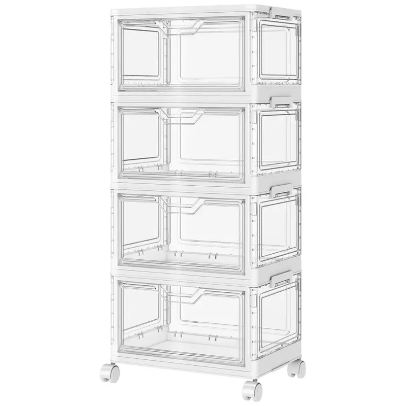 4-Tier 24-Qt Portable Clear Storage Bins With Lid & Wheels 1
