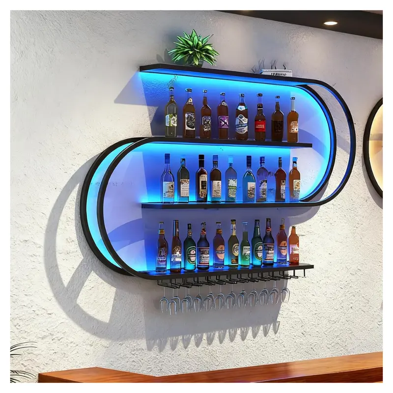 4-Tier Wall Mounted 47" Led Wine Rack 1