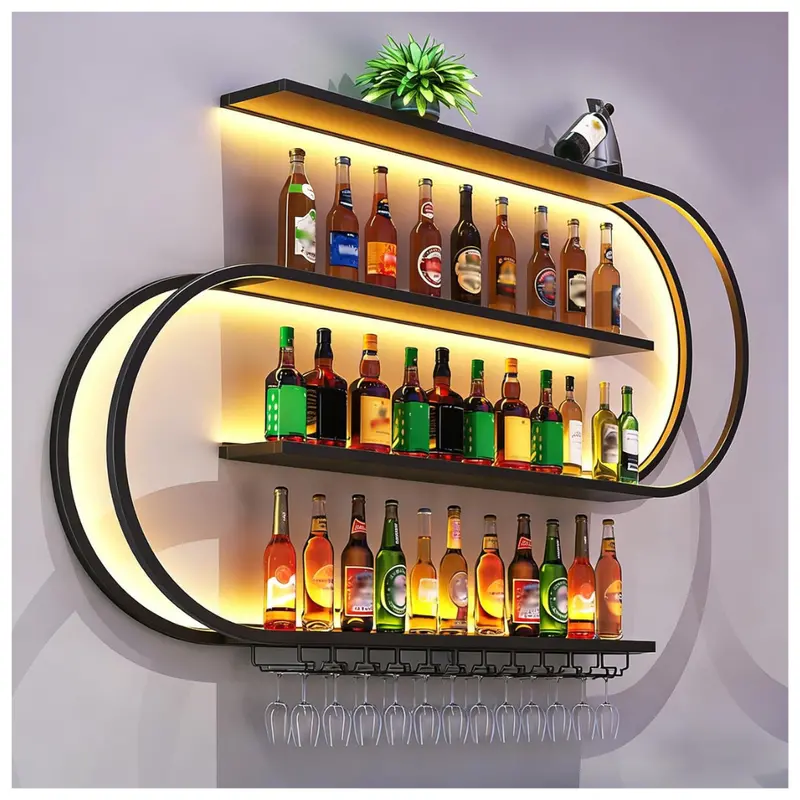 4-Tier Wall Mounted 47" Led Wine Rack 1