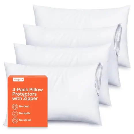 4 Ultra Soft Zippered Pillow Protectors 1