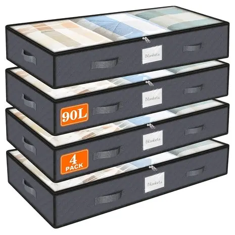 4 Under-Bed Storage Containers With Clear Tops 1