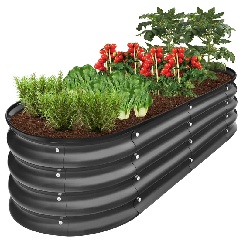 4' X 2' X 1' Best Choice Products Raised Metal Oval Garden Bed Planter (Various Colors) 1