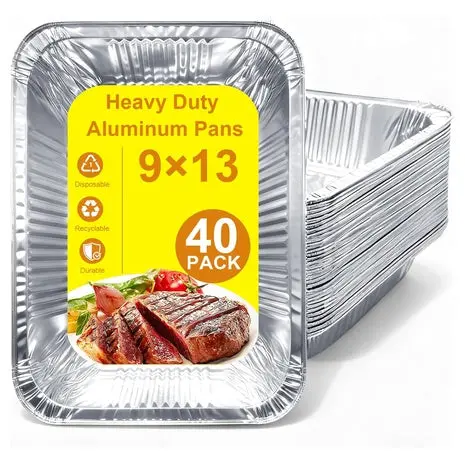 40 9X13 Thin Disposable Aluminum Foil Pans 1