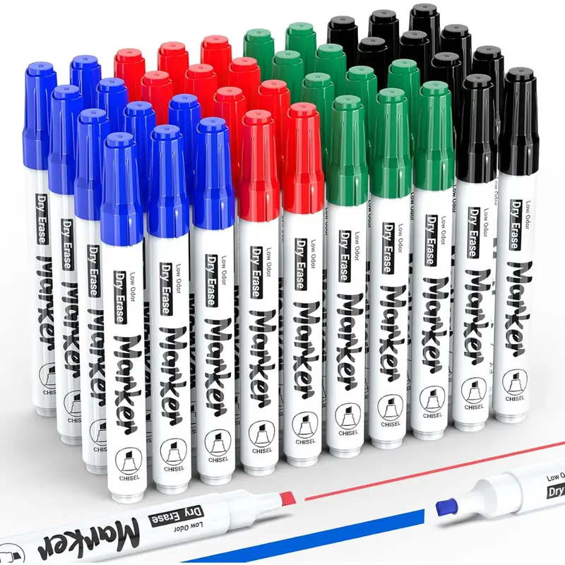 40-Pack Low-Odor Dry Erase Whiteboard Markers (4 Assorted Colors) 1