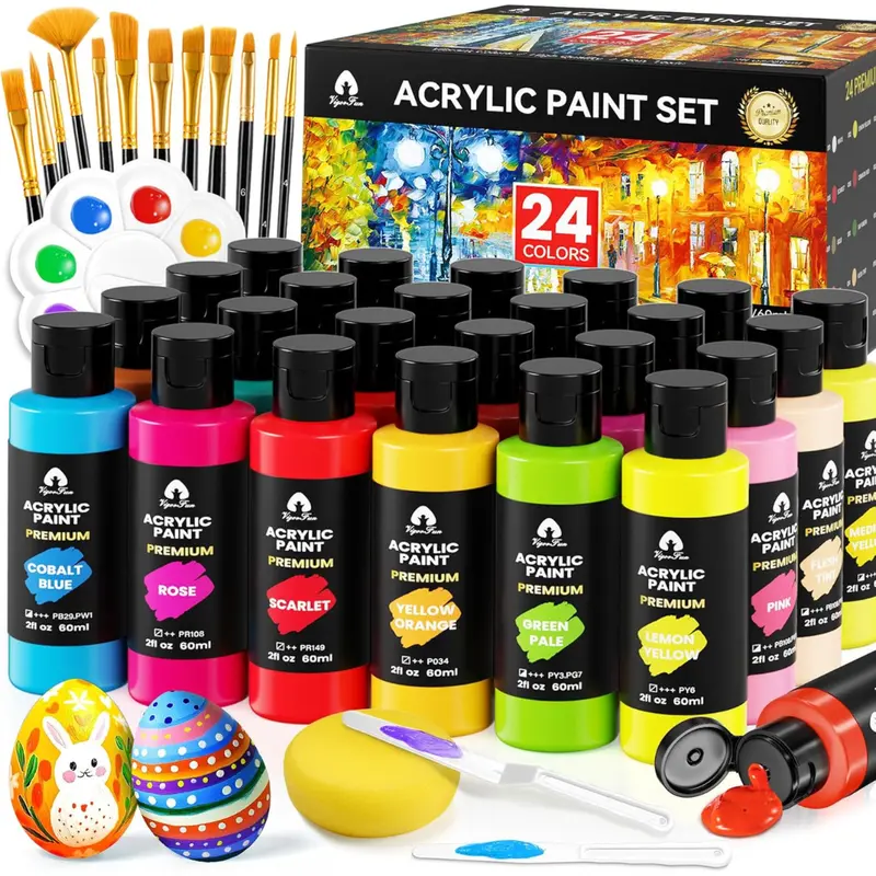 40-Piece 24 Colors (60Ml) Acrylic Paint Set 1