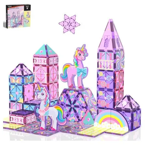 40-Piece Unicorn Magnetic Tiles Building Blocks Toy 1