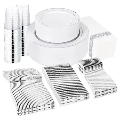 400 Piece Disposable Heavy Duty Dinnerware Sets (3 Colors) 1