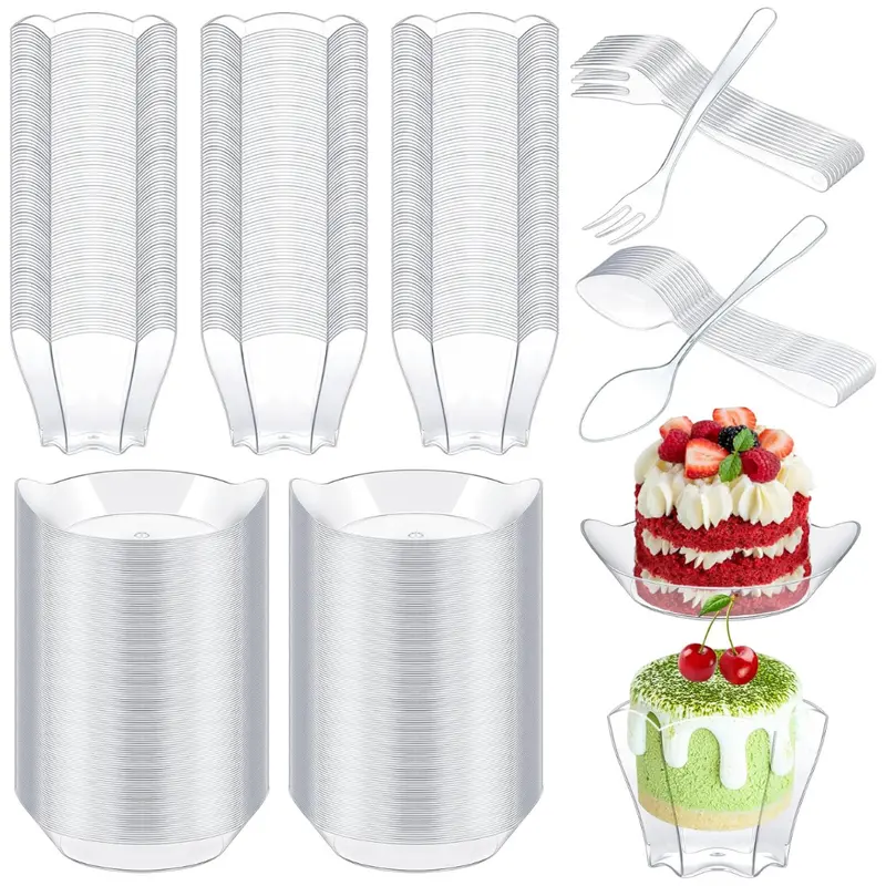 400-Piece Mini Dessert Plates Set With Forks & Spoons 1