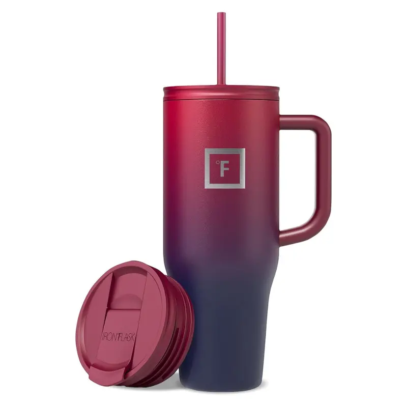 40Oz Iron Flask Co-Pilot Insulated Travel Mug W/ Straw & Lids 1