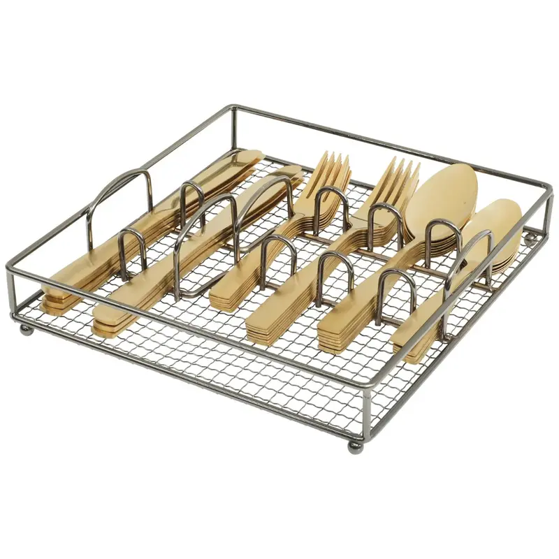 41-Piece Abbeville Gold Stainless Steel Utensil Silverware Set 1