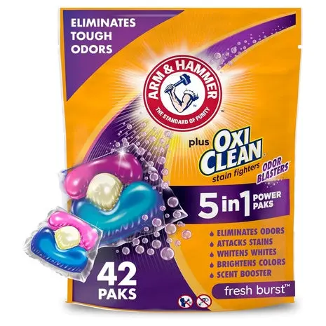 42 Arm & Hammer Plus Oxiclean Odor Blasters Laundry Detergent Paks 1
