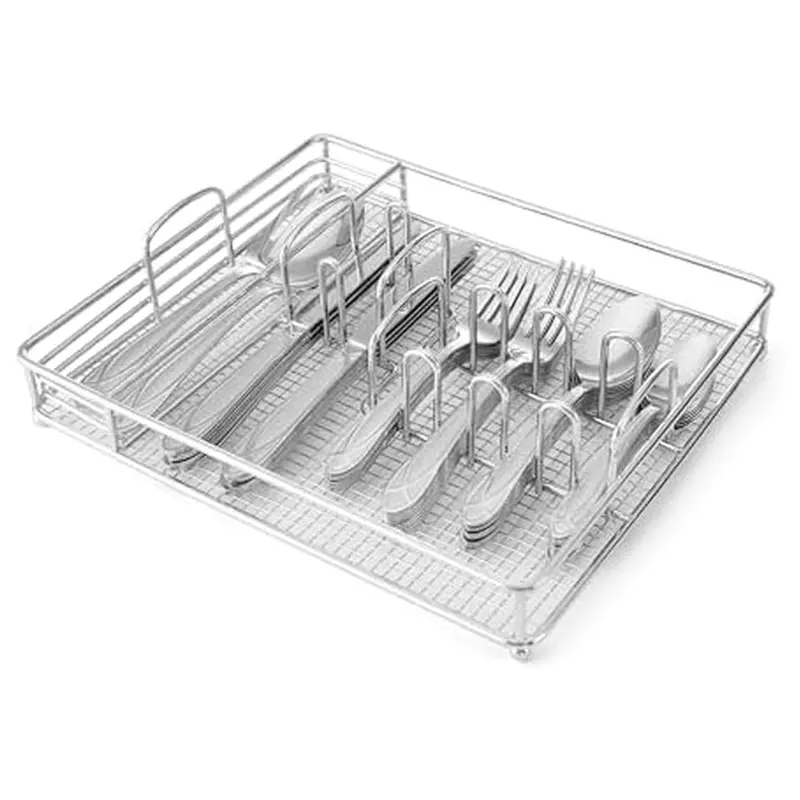 42-Piece Pfaltzgraff Mirage Frost Flatware Set W/ Caddy 1