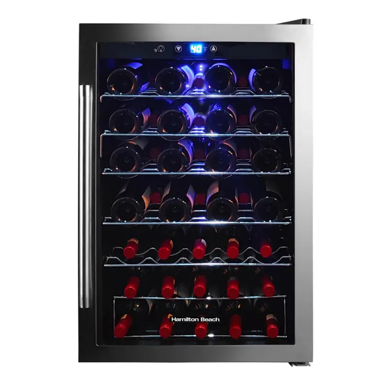 43-Bottle Hamilton Beach Wine Cooler Fridge Cellar W/ Curved Wire Shelves 1