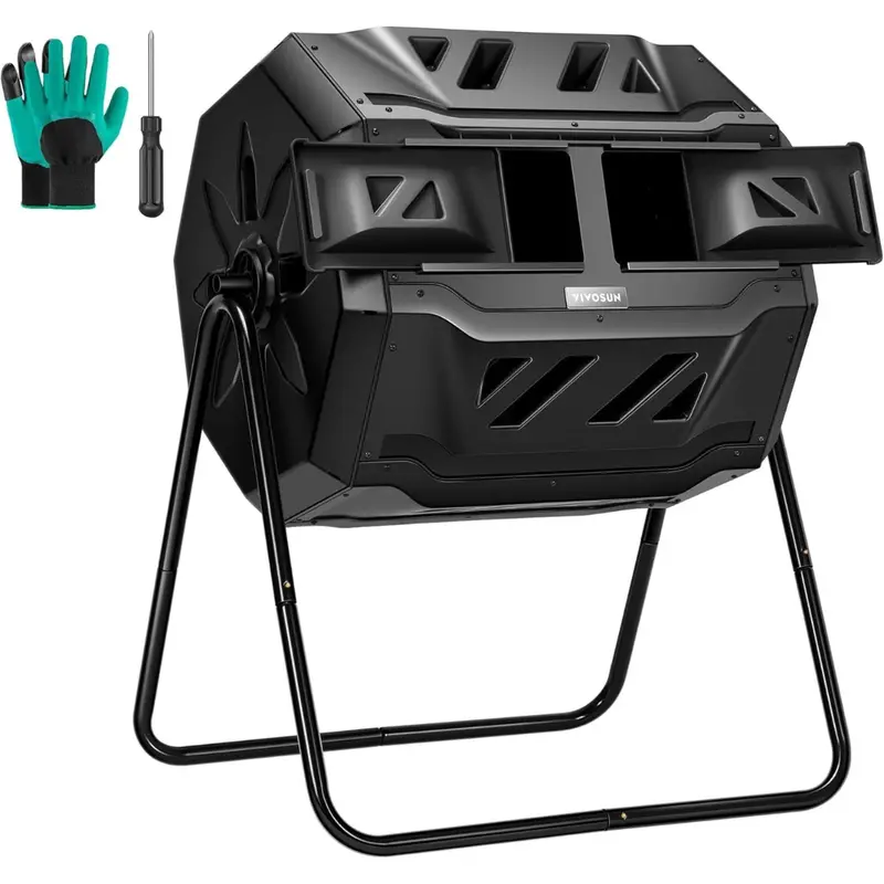 43-Galllon Tumbling Composter Dual Rotating Batch Compost Bin 1