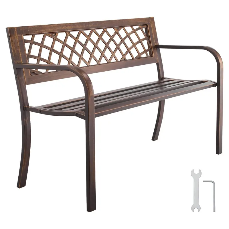 46" Vevor Outdoor Carbon Steel Metal Frame Bench 1