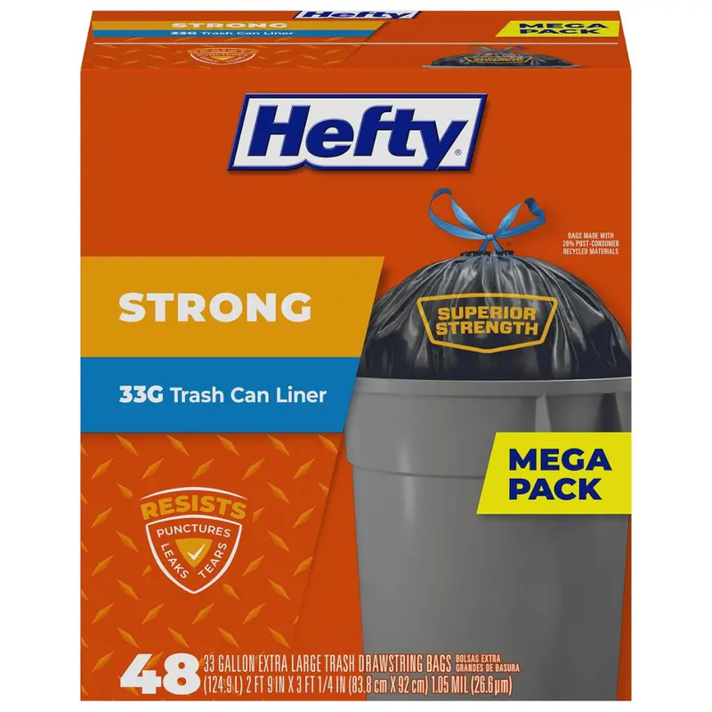 48-Count 33-Gallon Hefty Strong Extra Large Trash Bags 1