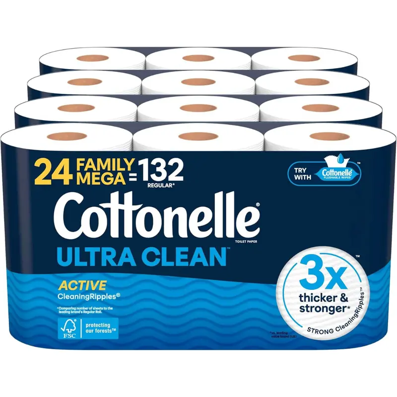 48-Count Cottonelle Toilet Paper Family Mega Rolls (Ultra Clean) 1