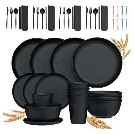 48-Piece Wheat Straw Dinnerware Set 1