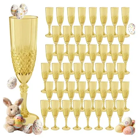 48 Plastic Champagne Flutes Wine Glasses 1