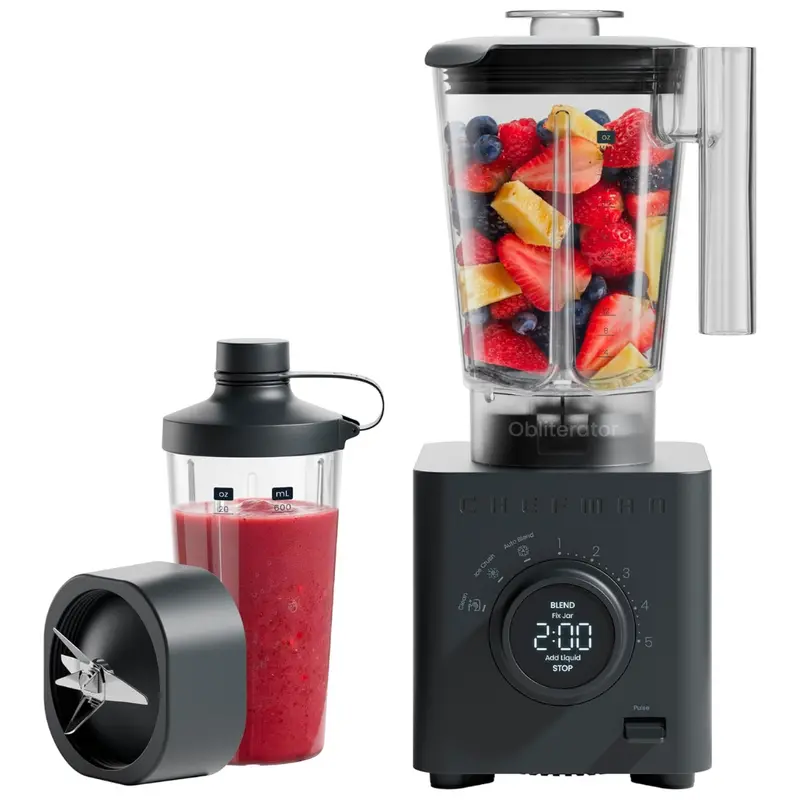 48Oz 1380W Chefman Countertop Blender W/ 20Oz Travel Jar 1