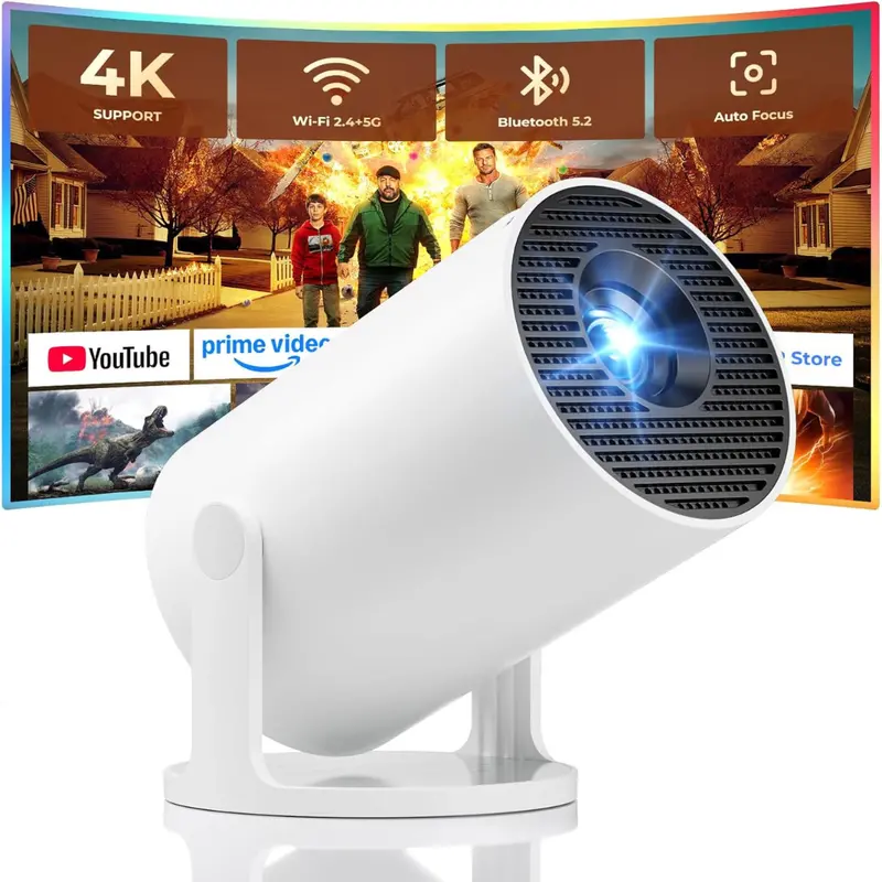 4K Support 1080P Wifi & Bluetooth Portable Projector W/ Built In Apps 1