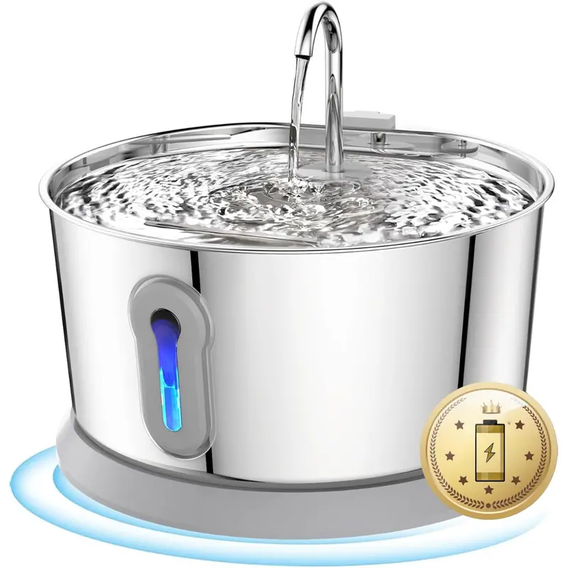 4L Stainless Steel Battery-Powered Cat Water Fountain With Motion Sensor 1