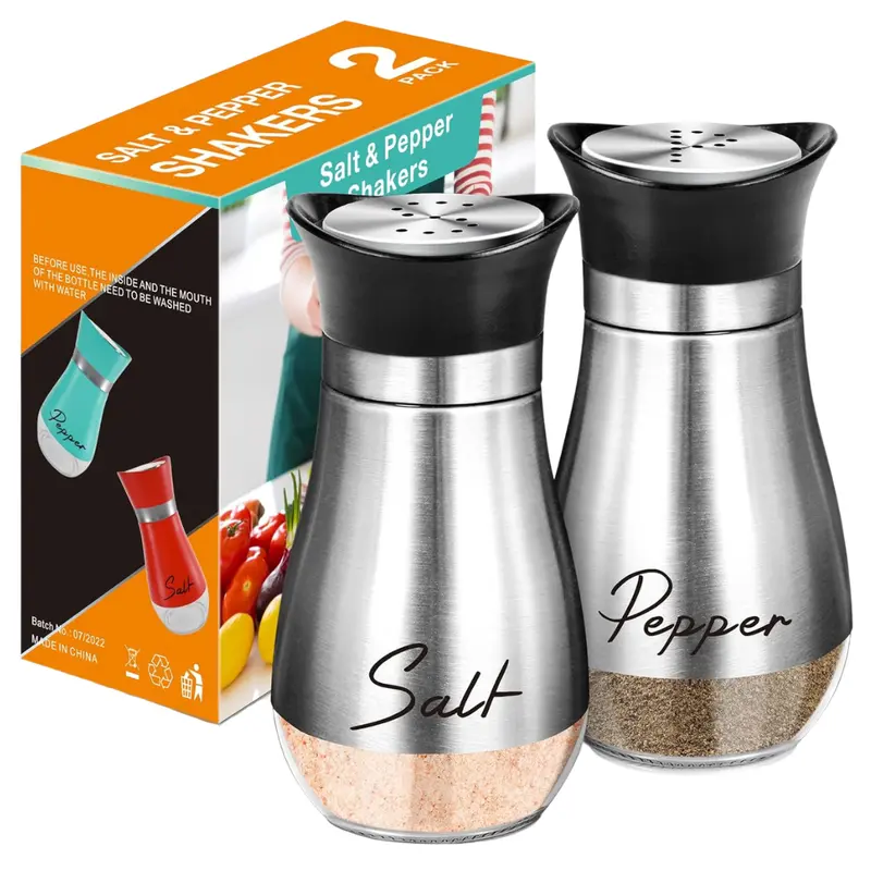 4Oz Salt And Pepper Shakers Set With Stainless Steel Lids 1