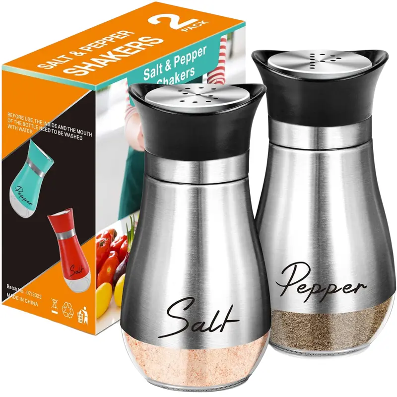 4Oz Salt And Pepper Shakers Set With Stainless Steel Lids 1